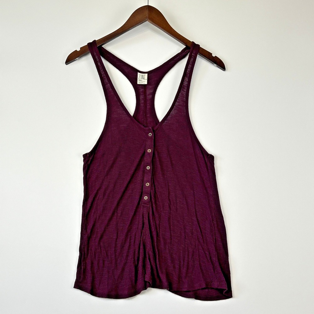 Zine Womens Thermal Henley Tank Size S Marroon Elena Gilbert Alt Vampy